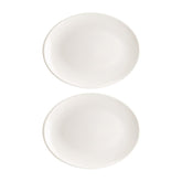Bonna China Moove 12.25" x 9.5" x h:1" Oval Warm White Porcelain Platter (Set of 2)